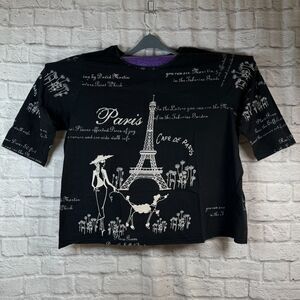 Liz & Me Paris Eiffel Tower Shirt Womens 4XL 3/4 Sleeve T-Shirt Sequins Plus Sze